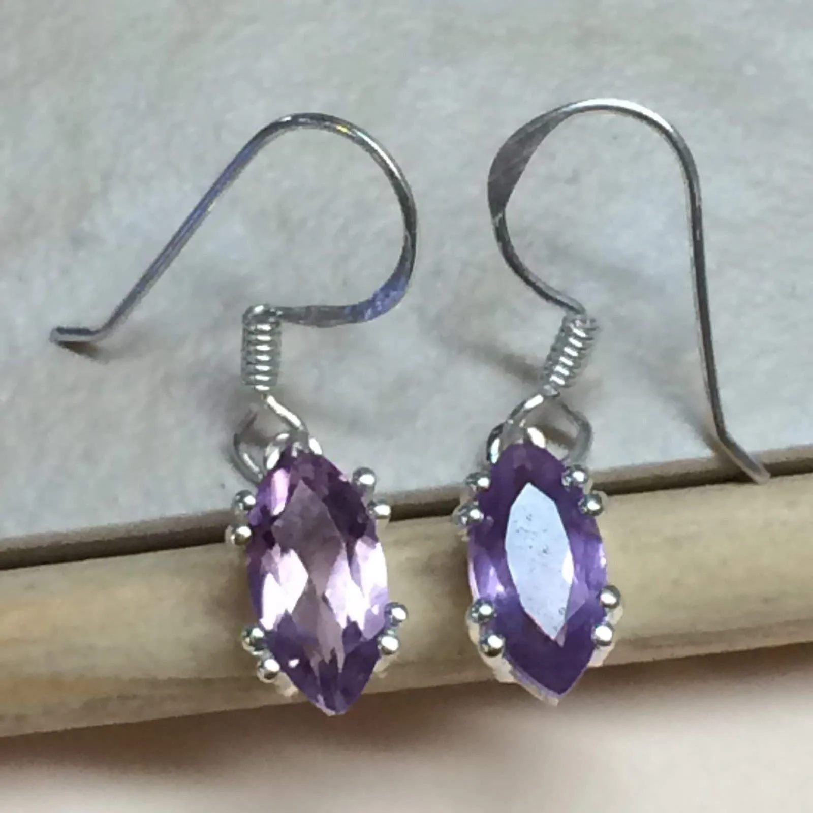 Natural 1.5ct Amethyst 925 Solid Sterling Silver Earrings 24mm