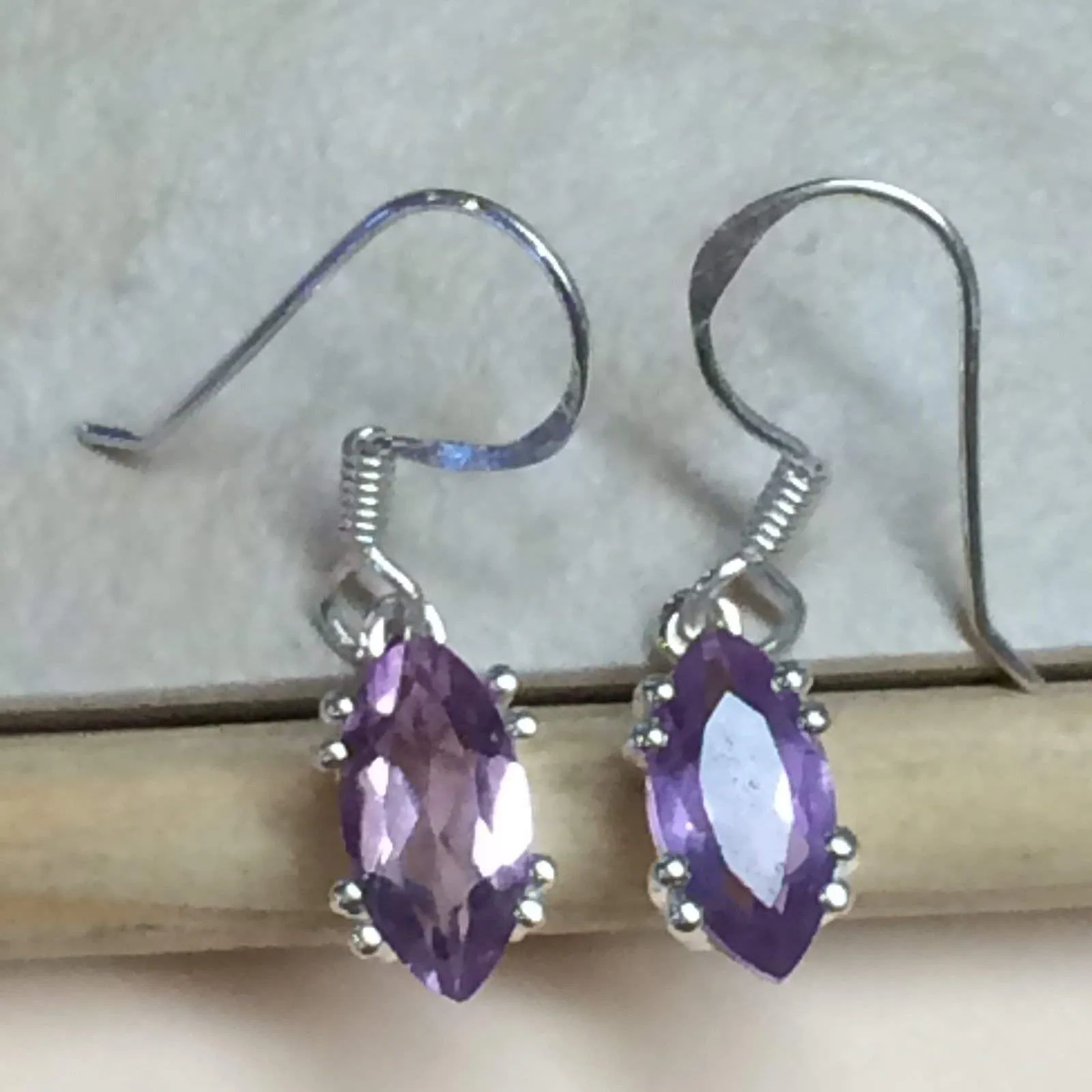 Natural 1.5ct Amethyst 925 Solid Sterling Silver Earrings 24mm