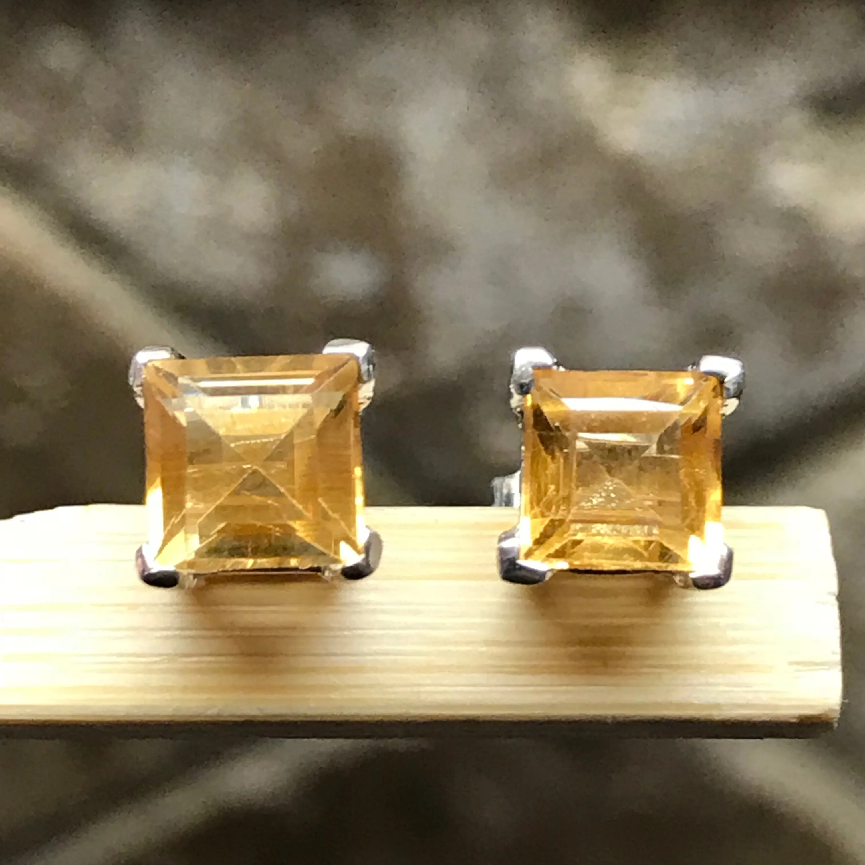 Natural 1.5ct Golden Citrine 925 Solid Sterling Silver Earring 5mm