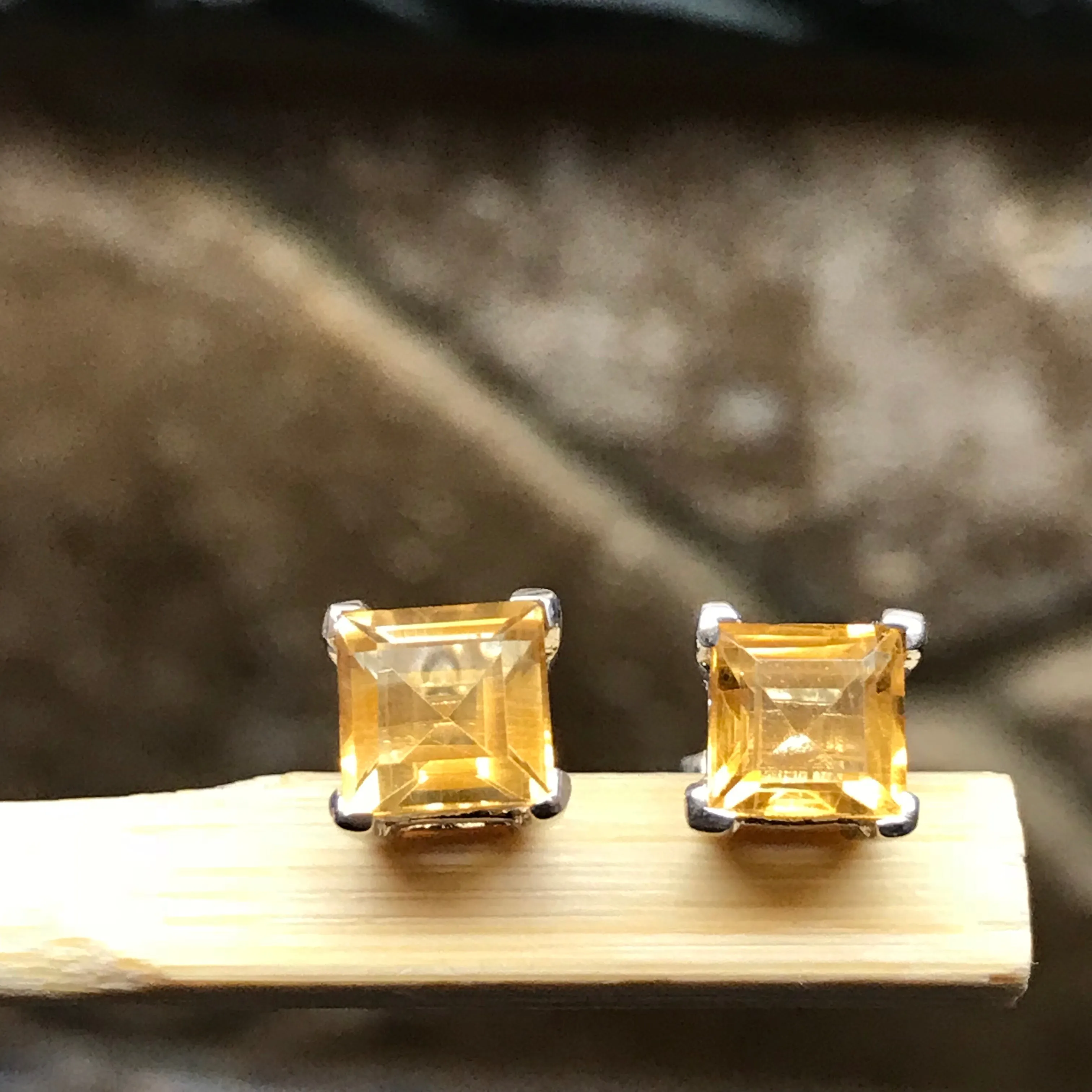 Natural 1.5ct Golden Citrine 925 Solid Sterling Silver Earring 5mm