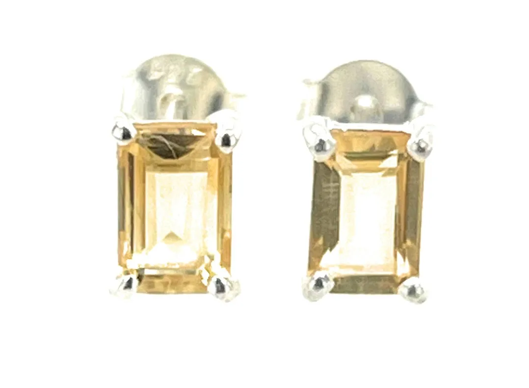 Natural 1.5ct Golden Citrine 925 Solid Sterling Silver Earring 7mm