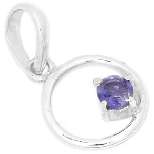 Natural 1.5ct Iolite 925 Sterling Silver Pendant 15mm