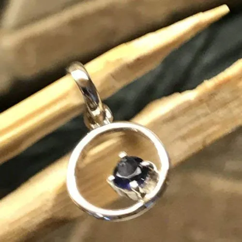 Natural 1.5ct Iolite 925 Sterling Silver Pendant 15mm