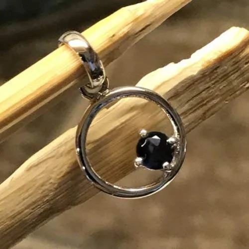 Natural 1.5ct Iolite 925 Sterling Silver Pendant 15mm
