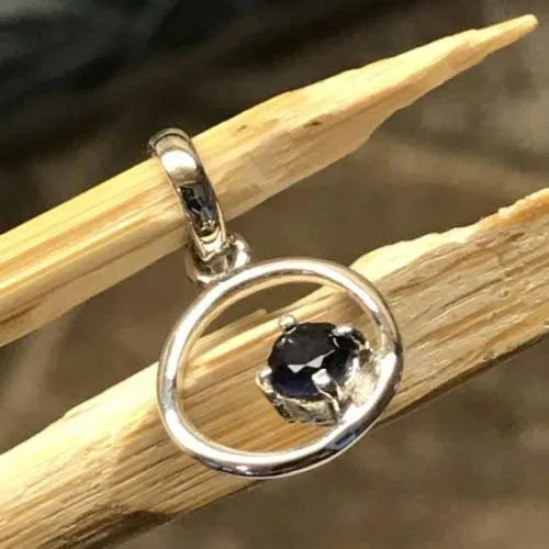 Natural 1.5ct Iolite 925 Sterling Silver Pendant 15mm