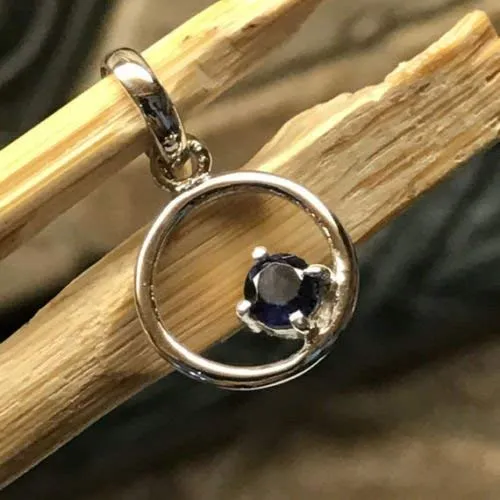 Natural 1.5ct Iolite 925 Sterling Silver Pendant 15mm