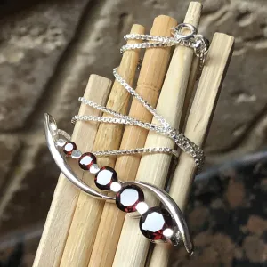 Natural 1.5ct Pyrope Garnet 925 Solid Sterling Silver Pendant Necklace 16''