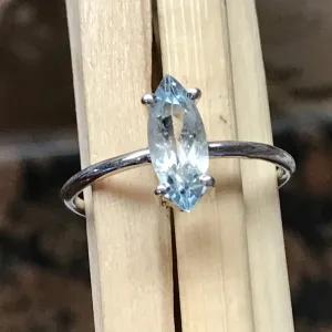 Natural 1ct Aquamarine 925 Solid Sterling Silver Ring Size 7, 7.25, 8, 9