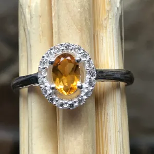 Natural 1ct Golden Citrine 925 Solid Sterling Silver Engagement Ring Size 6, 7, 8, 9
