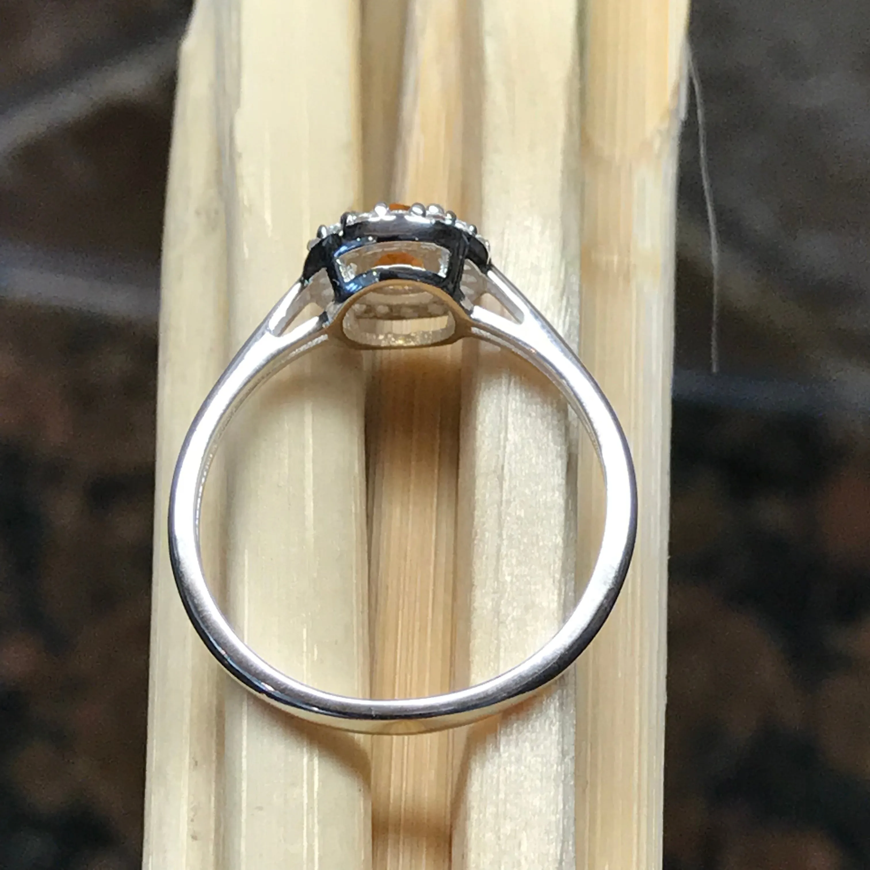 Natural 1ct Golden Citrine 925 Solid Sterling Silver Engagement Ring Size 6, 7, 8, 9