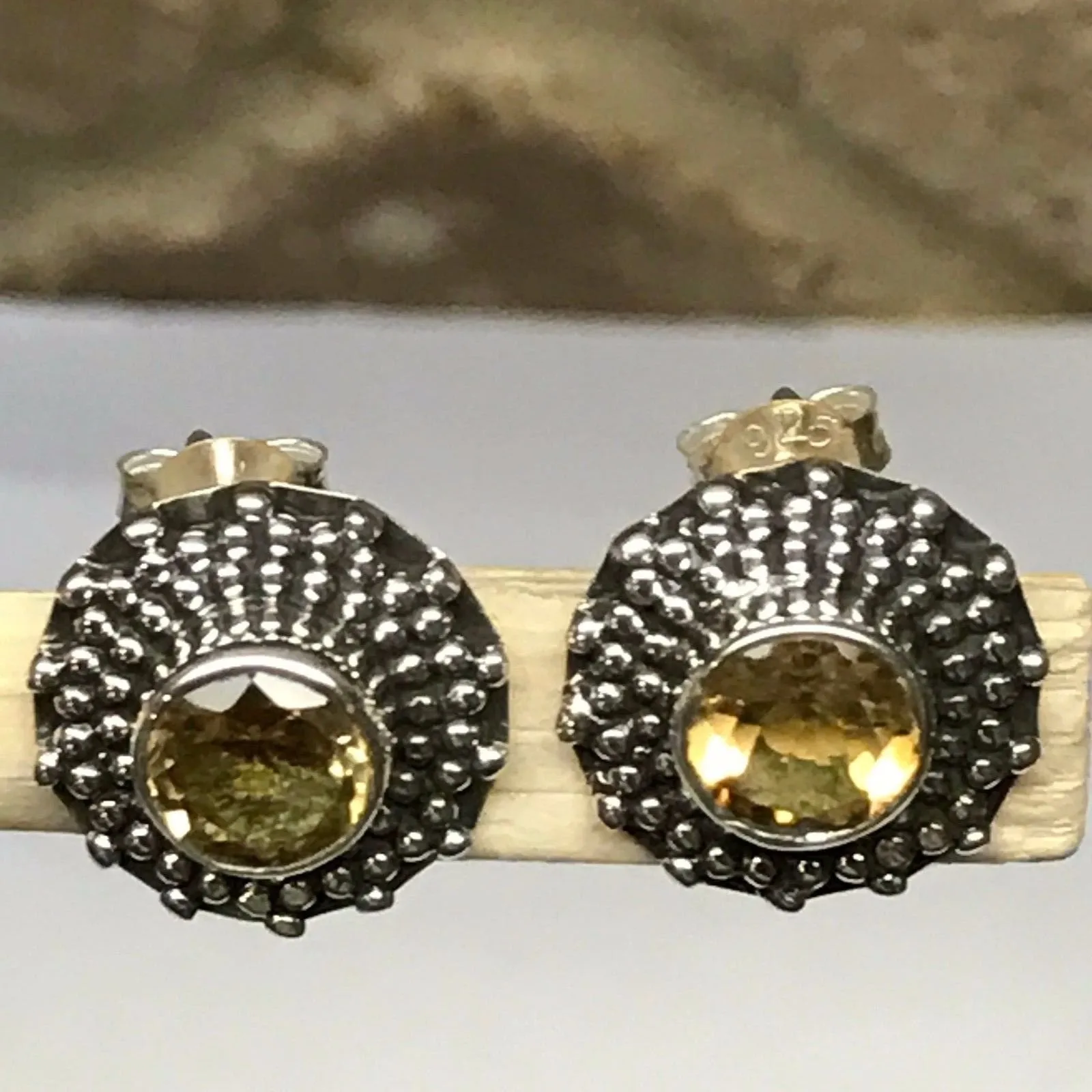 Natural 1ct Golden Citrine 925 Solid Sterling Silver Stud Earrings 12mm
