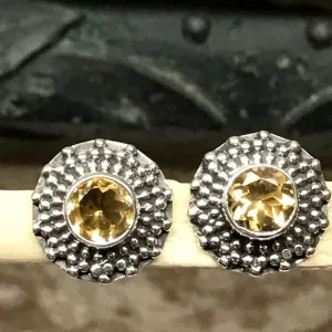 Natural 1ct Golden Citrine 925 Solid Sterling Silver Stud Earrings 12mm
