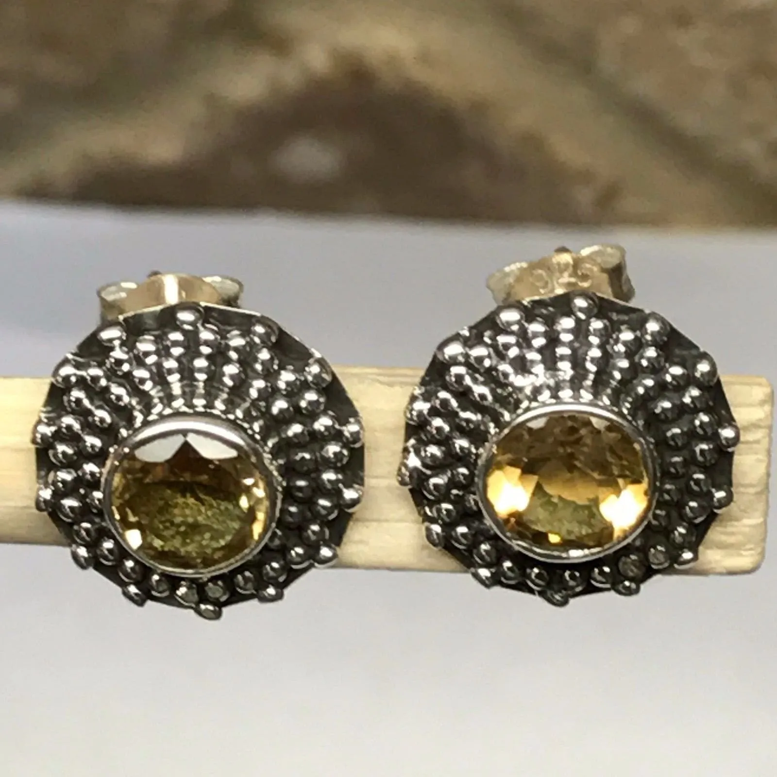 Natural 1ct Golden Citrine 925 Solid Sterling Silver Stud Earrings 12mm