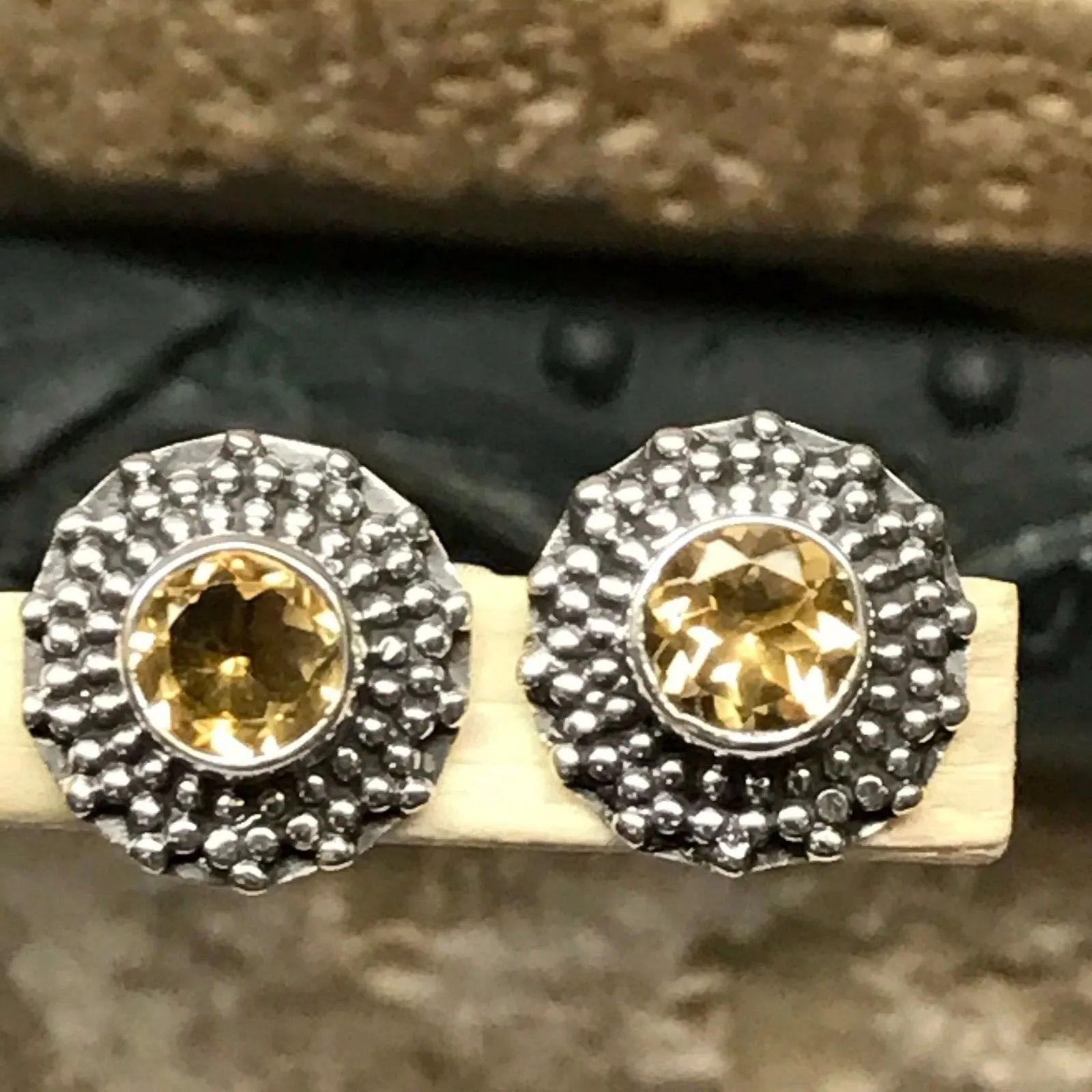 Natural 1ct Golden Citrine 925 Solid Sterling Silver Stud Earrings 12mm