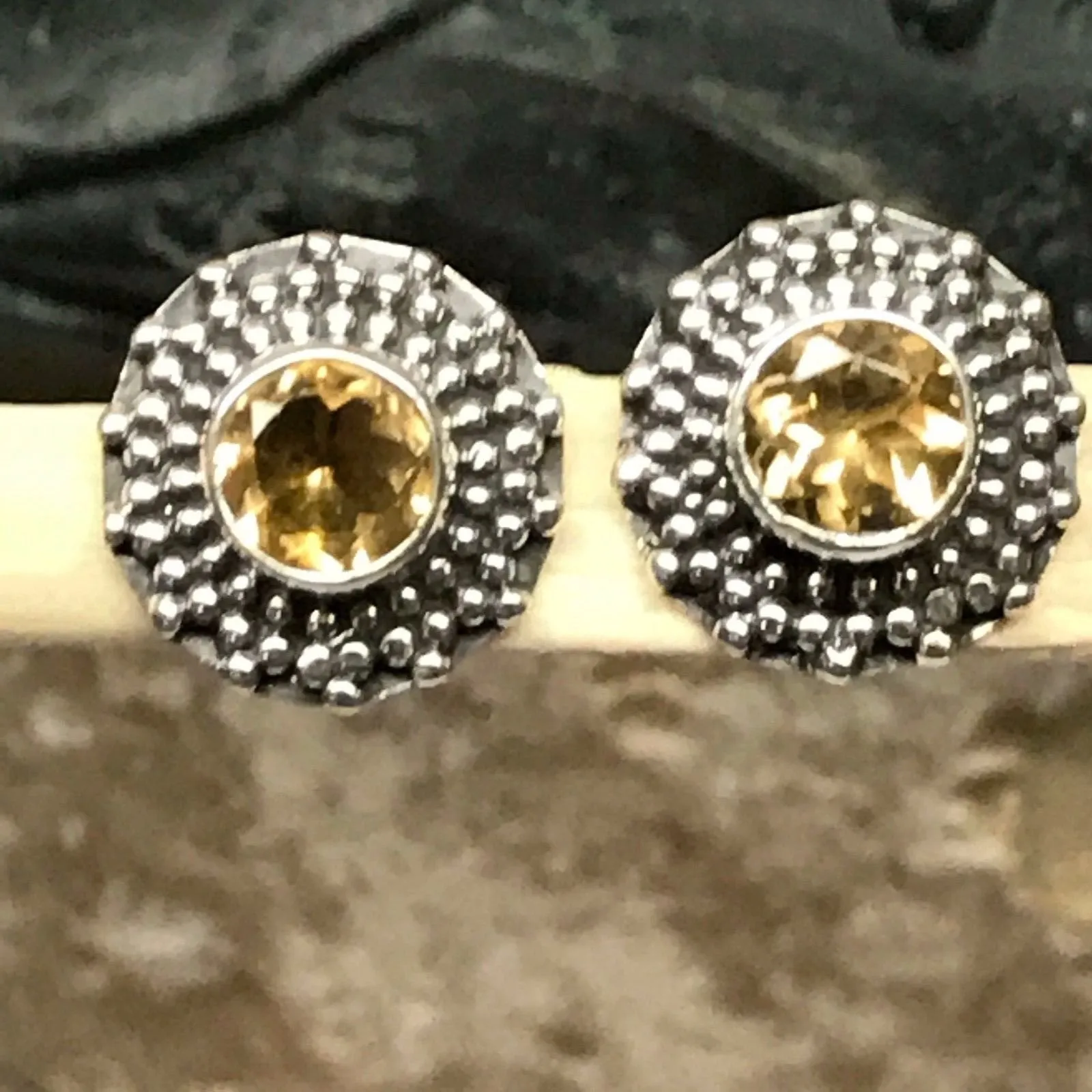 Natural 1ct Golden Citrine 925 Solid Sterling Silver Stud Earrings 12mm