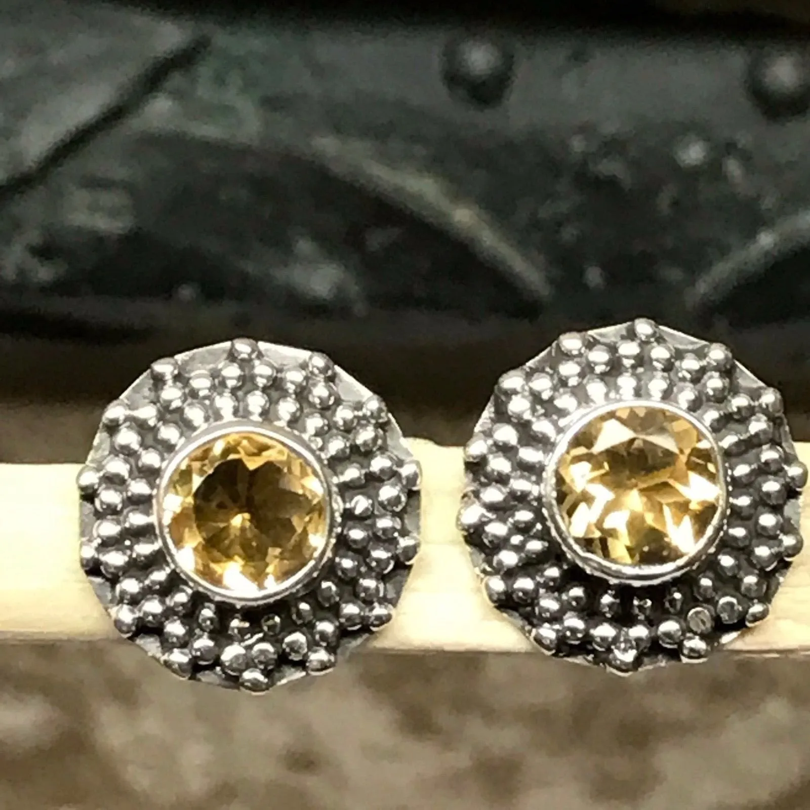 Natural 1ct Golden Citrine 925 Solid Sterling Silver Stud Earrings 12mm