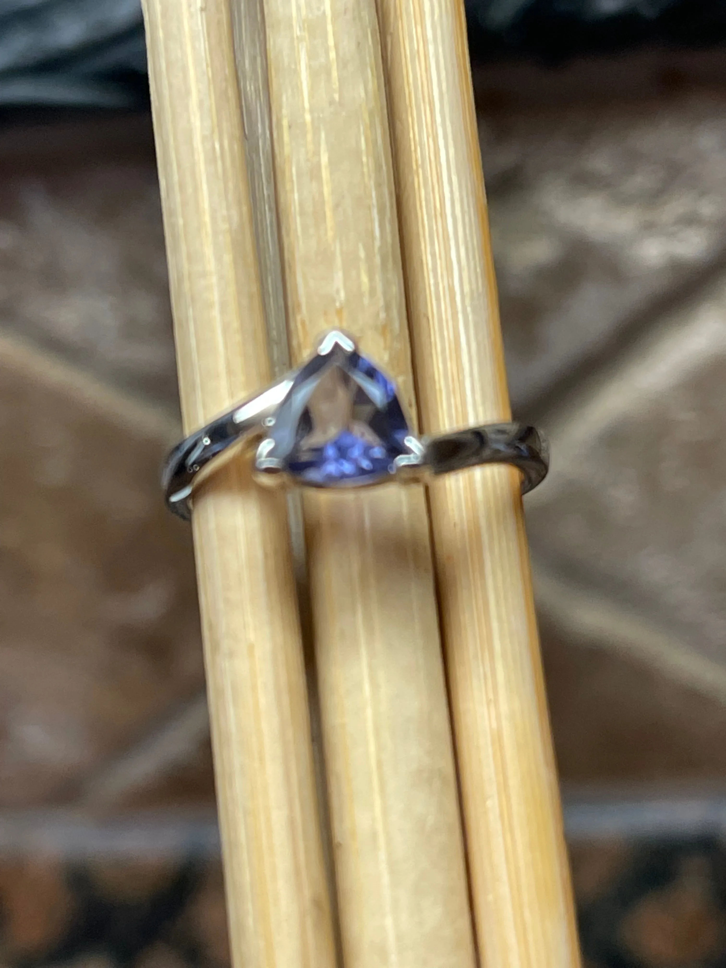 Natural 1ct Iolite 925 Solid Sterling Silver Engagement Ring Size 5, 6, 7, 8, 9