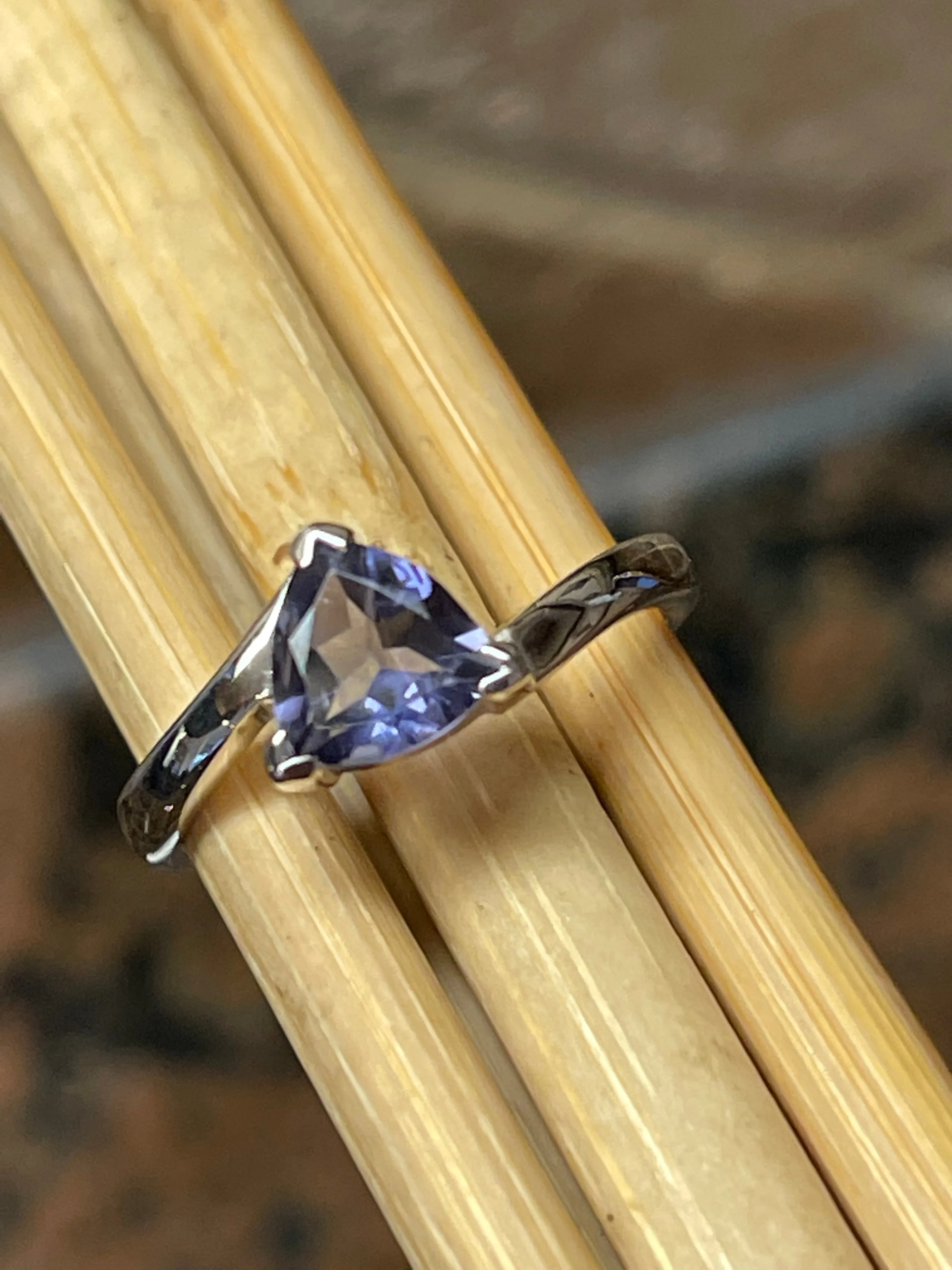 Natural 1ct Iolite 925 Solid Sterling Silver Engagement Ring Size 5, 6, 7, 8, 9