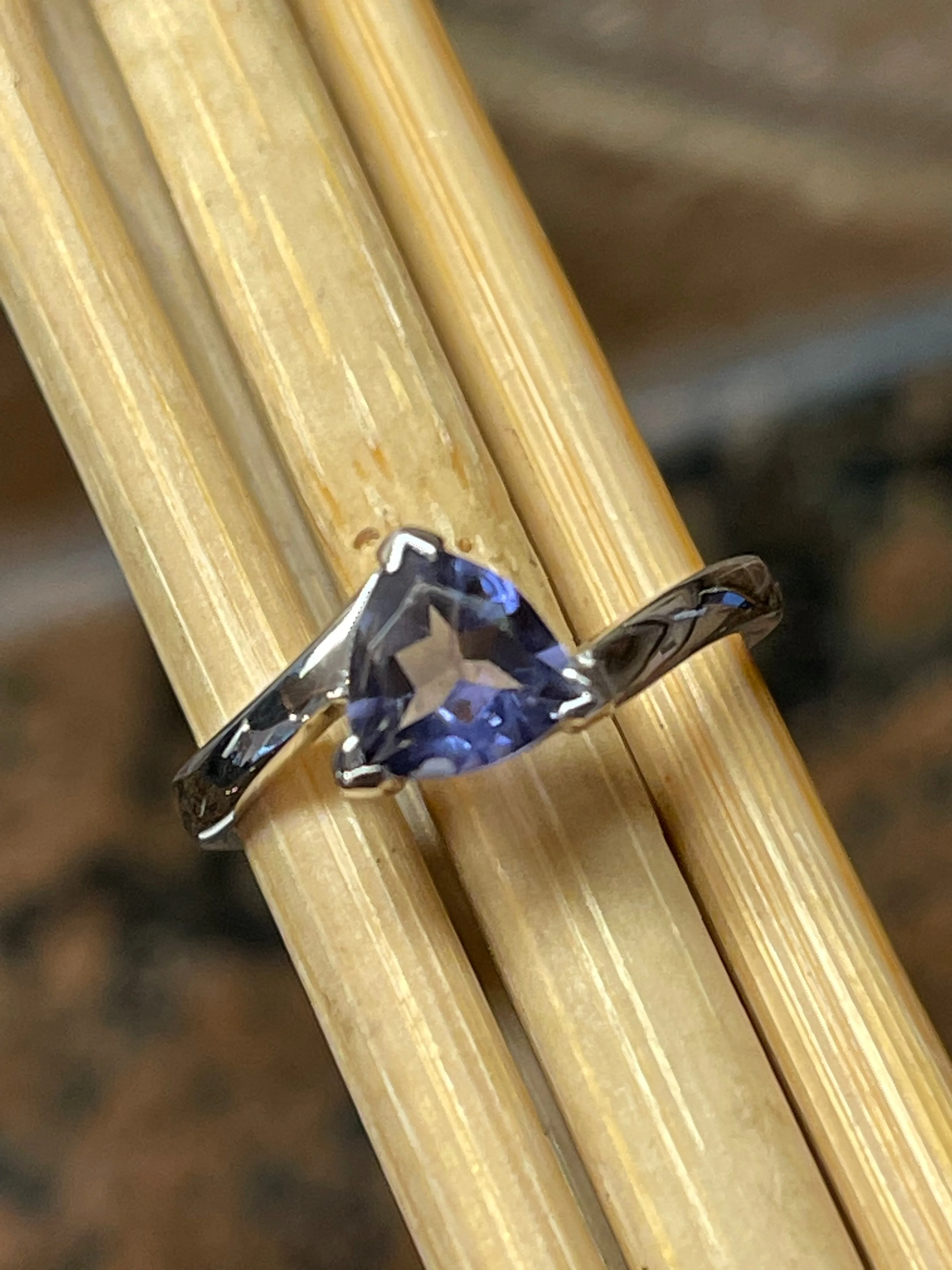 Natural 1ct Iolite 925 Solid Sterling Silver Engagement Ring Size 5, 6, 7, 8, 9