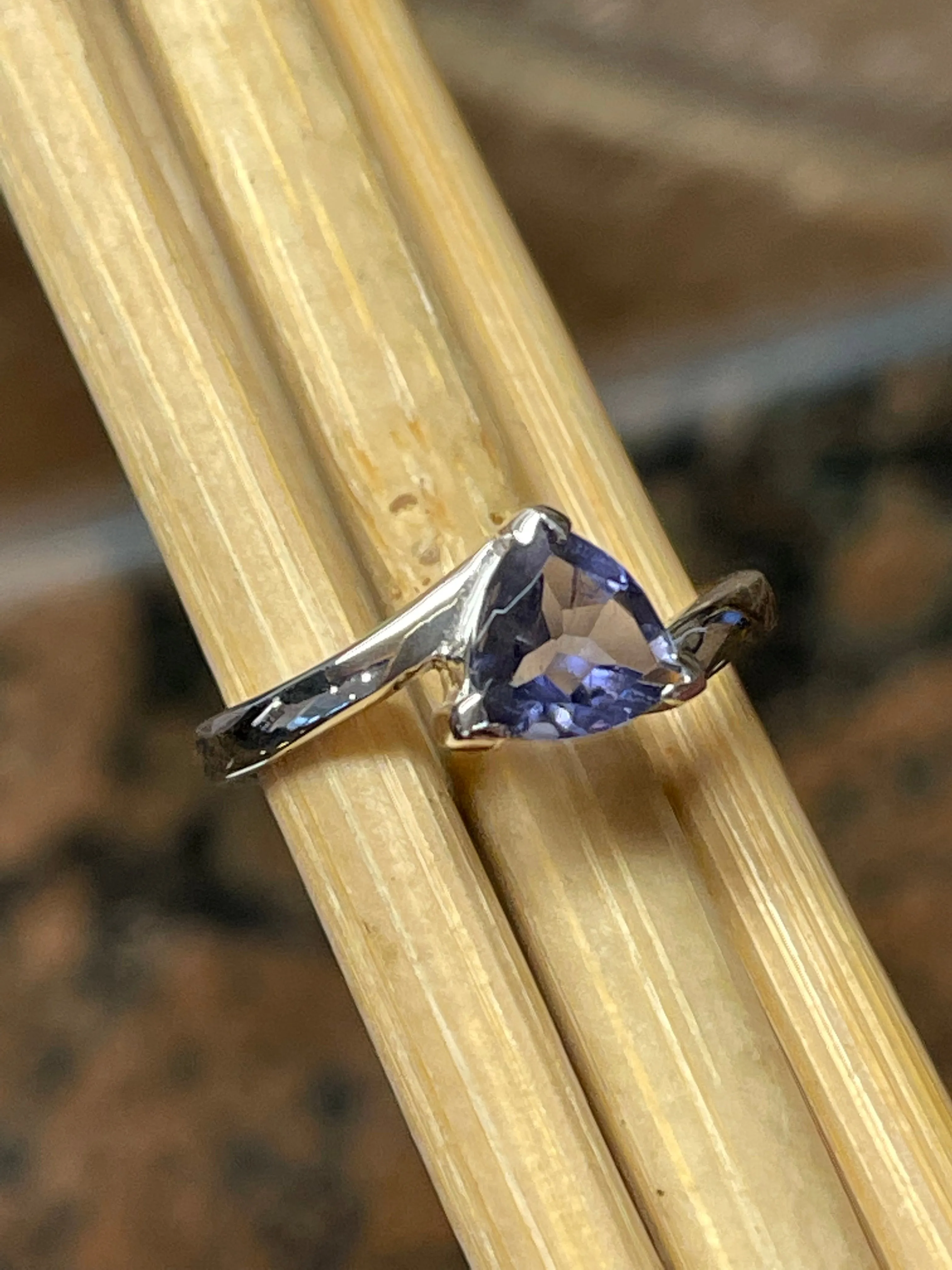 Natural 1ct Iolite 925 Solid Sterling Silver Engagement Ring Size 5, 6, 7, 8, 9