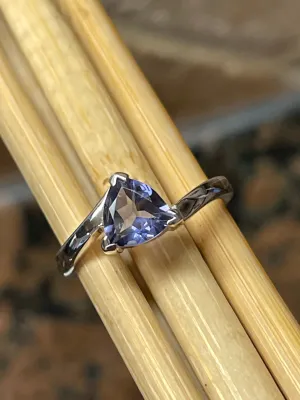 Natural 1ct Iolite 925 Solid Sterling Silver Engagement Ring Size 5, 6, 7, 8, 9