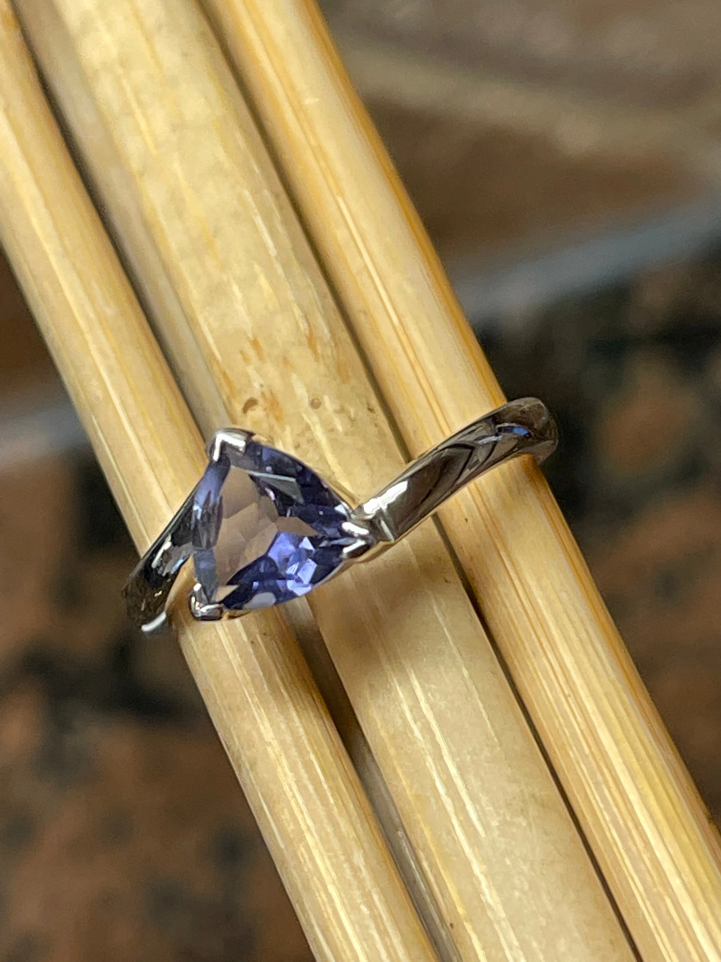 Natural 1ct Iolite 925 Solid Sterling Silver Engagement Ring Size 5, 6, 7, 8, 9