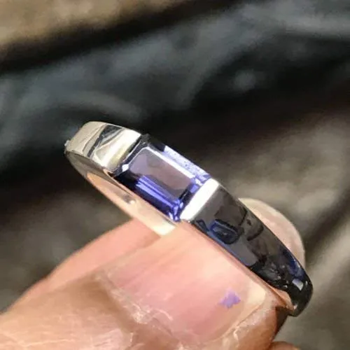 Natural 1ct Iolite 925 Solid Sterling Silver Engagement Ring Size 6, 7, 8, 9, 10