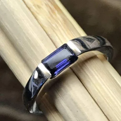 Natural 1ct Iolite 925 Solid Sterling Silver Engagement Ring Size 6, 7, 8, 9, 10