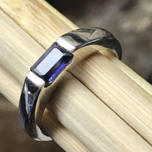 Natural 1ct Iolite 925 Solid Sterling Silver Engagement Ring Size 6, 7, 8, 9, 10