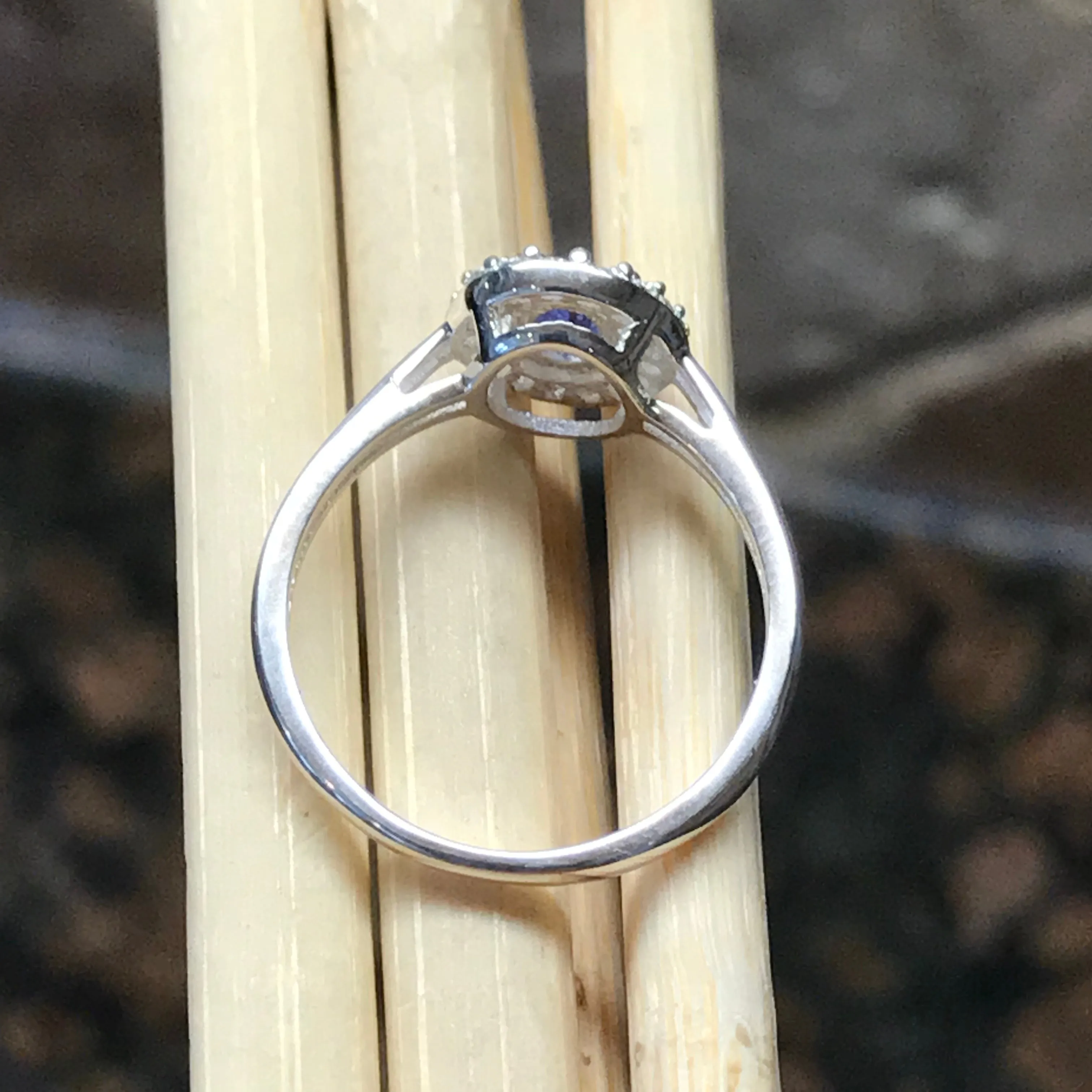 Natural 1ct Iolite 925 Solid Sterling Silver Engagement Ring Size 6, 7, 8, 9