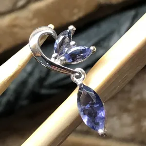 Natural 1ct Iolite 925 Solid Sterling Silver Pendant 22mm