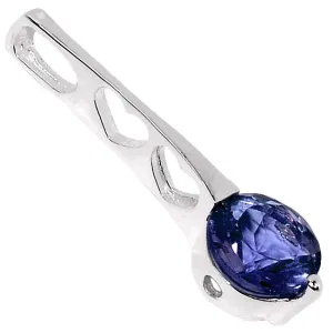 Natural 1ct Iolite 925 Solid Sterling Silver Pendant 27mm
