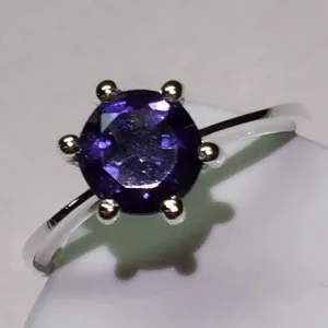 Natural 1ct Iolite Water Sapphire 925 Solid Sterling Silver Solitaire Ring 8