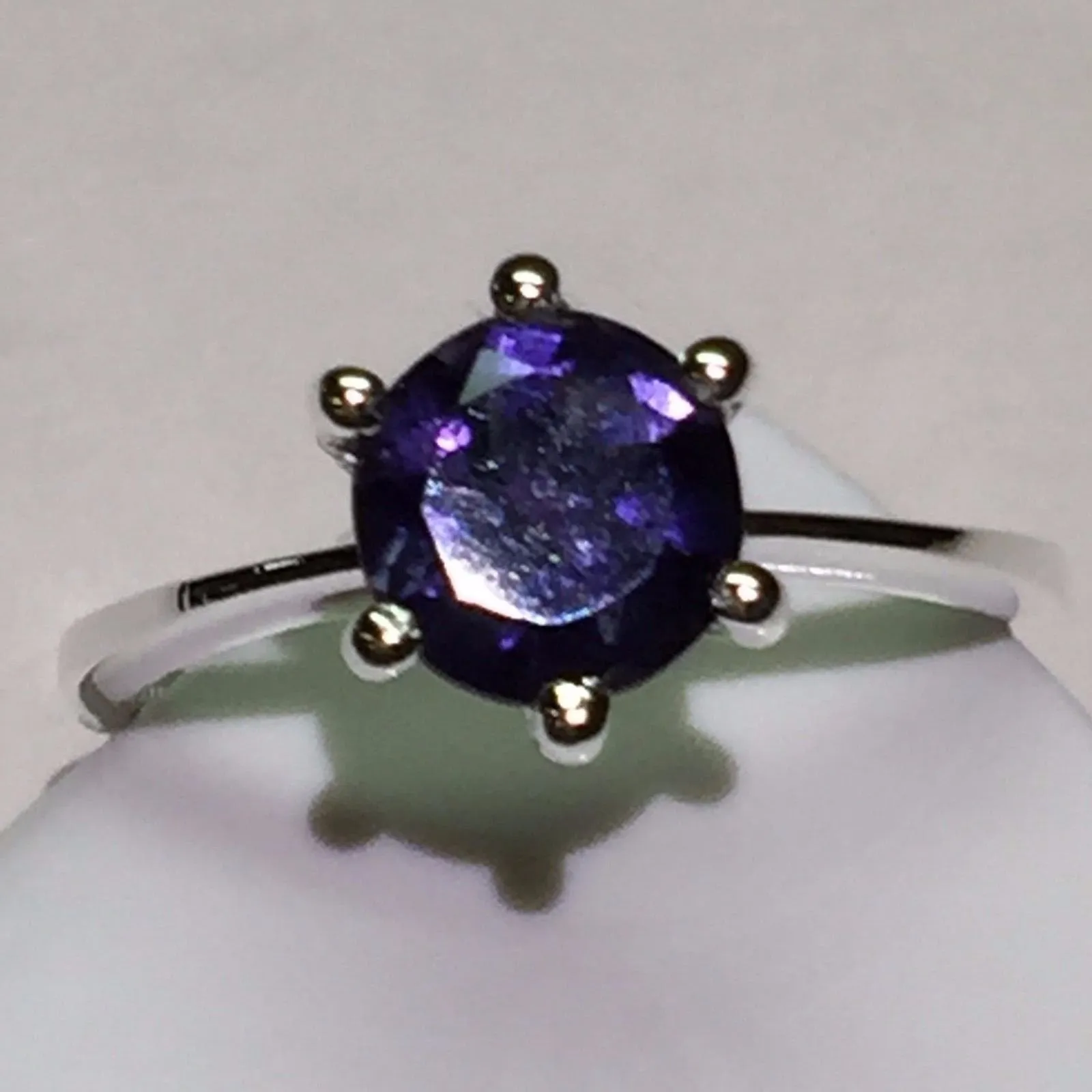 Natural 1ct Iolite Water Sapphire 925 Solid Sterling Silver Solitaire Ring 8