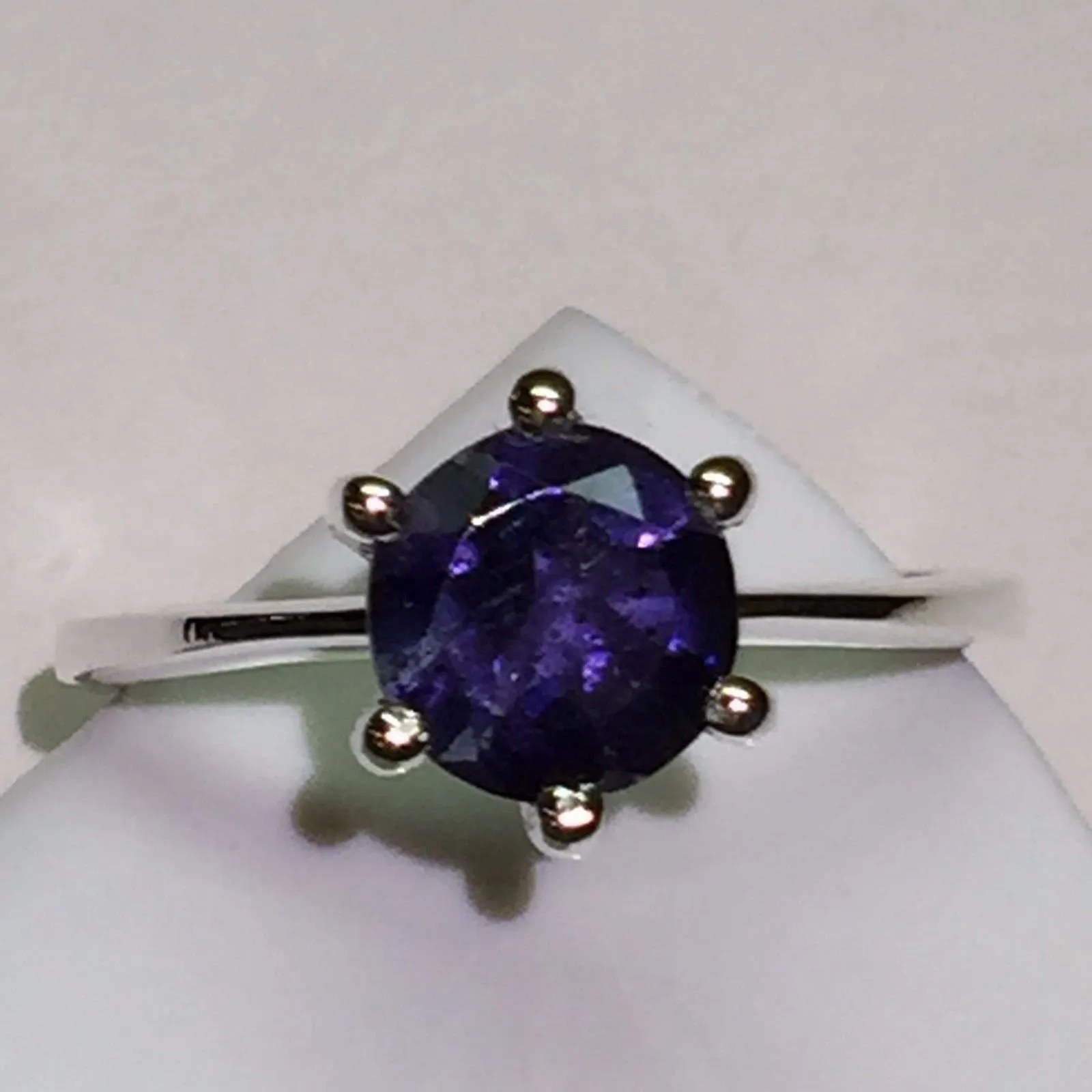 Natural 1ct Iolite Water Sapphire 925 Solid Sterling Silver Solitaire Ring 8