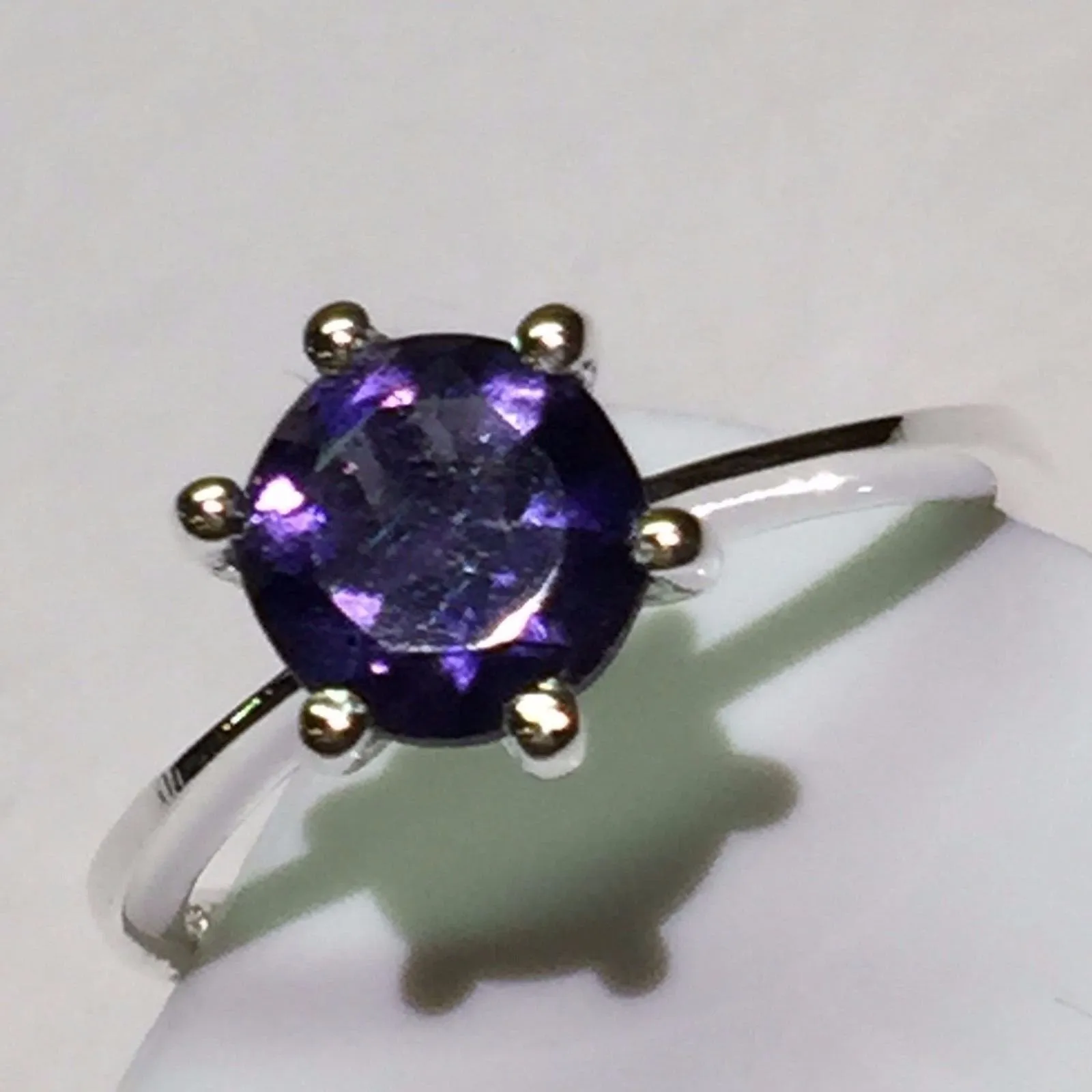 Natural 1ct Iolite Water Sapphire 925 Solid Sterling Silver Solitaire Ring 8