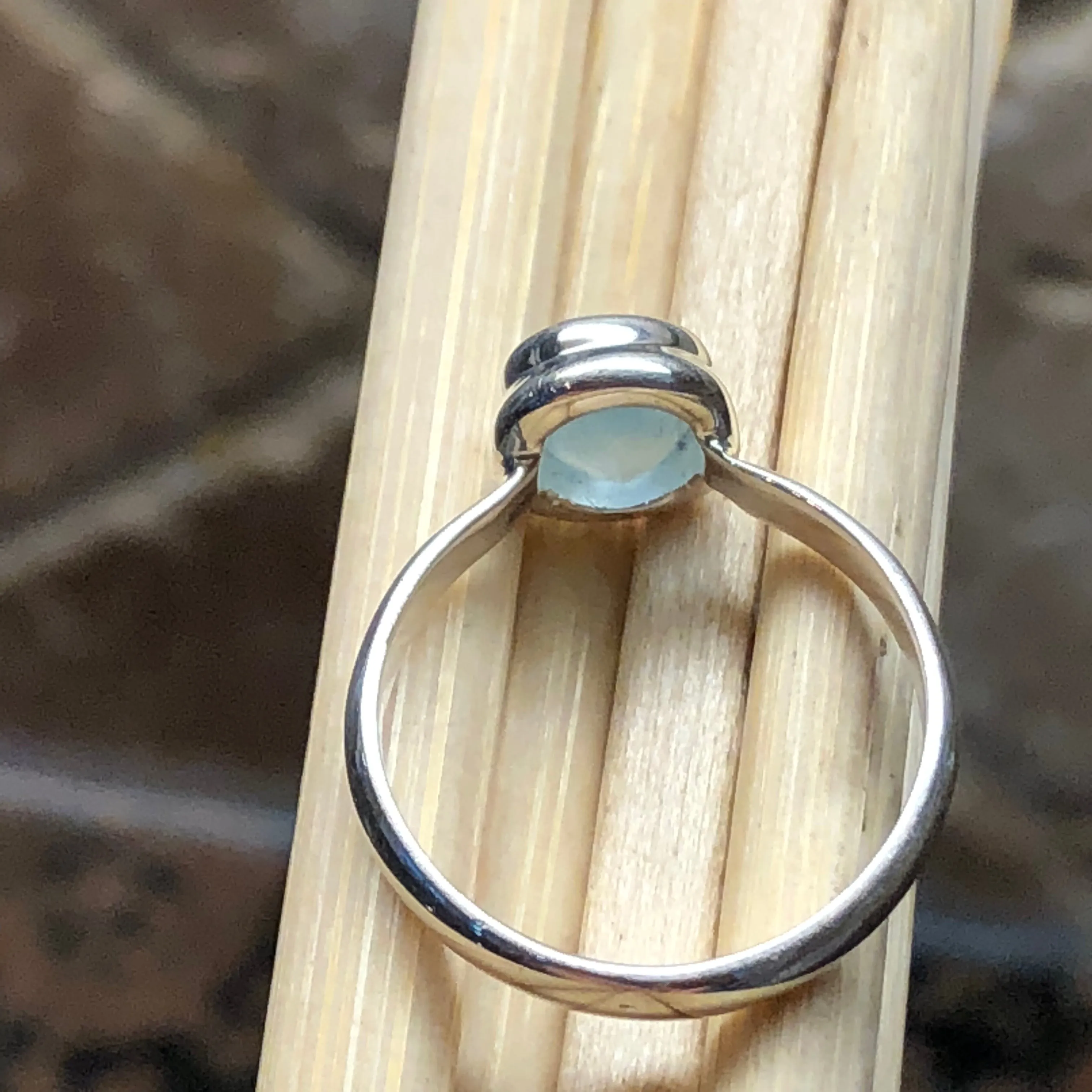 Natural 1ct Milky Aquamarine 925 Solid Sterling Silver Engagement Ring Size 8