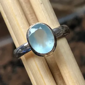 Natural 1ct Milky Aquamarine 925 Solid Sterling Silver Engagement Ring Size 8