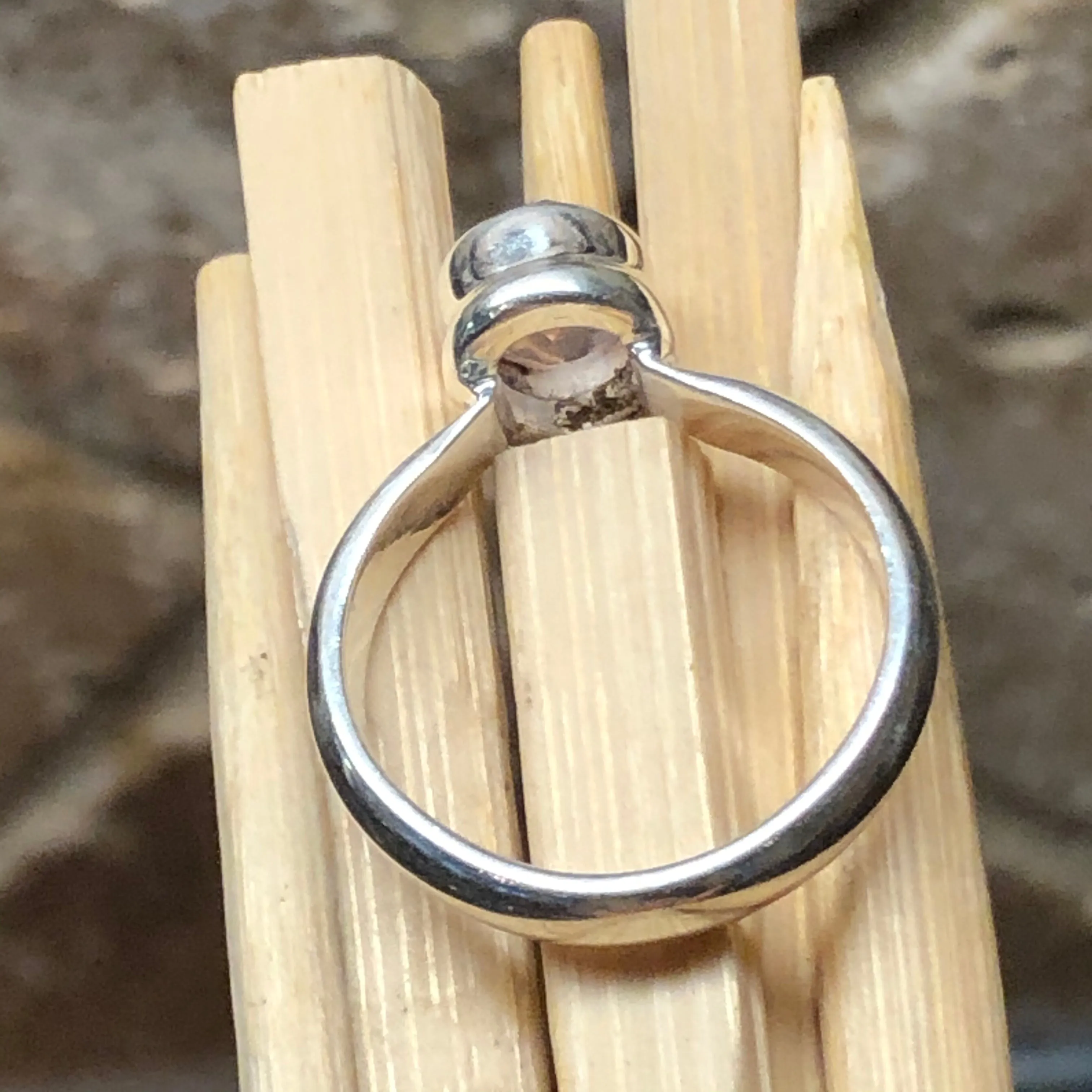 Natural 1ct Rose Quartz 925 Solid Sterling Silver Engagement Ring Size 6.5, 7