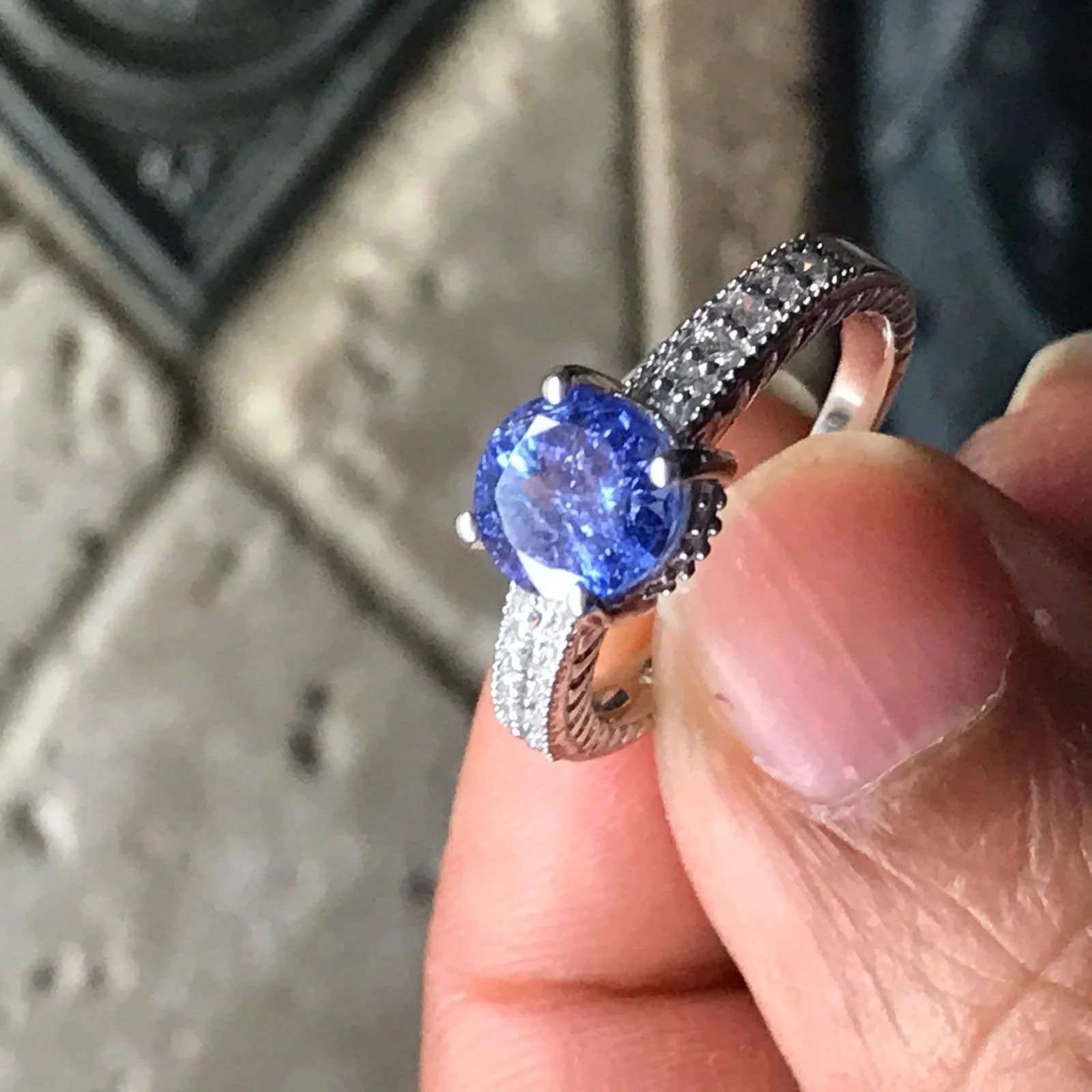 Natural 1ct Tanzanite 925 Solid Sterling Silver Engagement Ring Size 6, 7.5, 8, 9