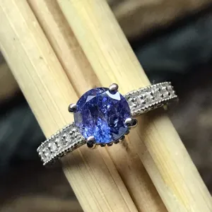 Natural 1ct Tanzanite 925 Solid Sterling Silver Engagement Ring Size 6, 7.5, 8, 9