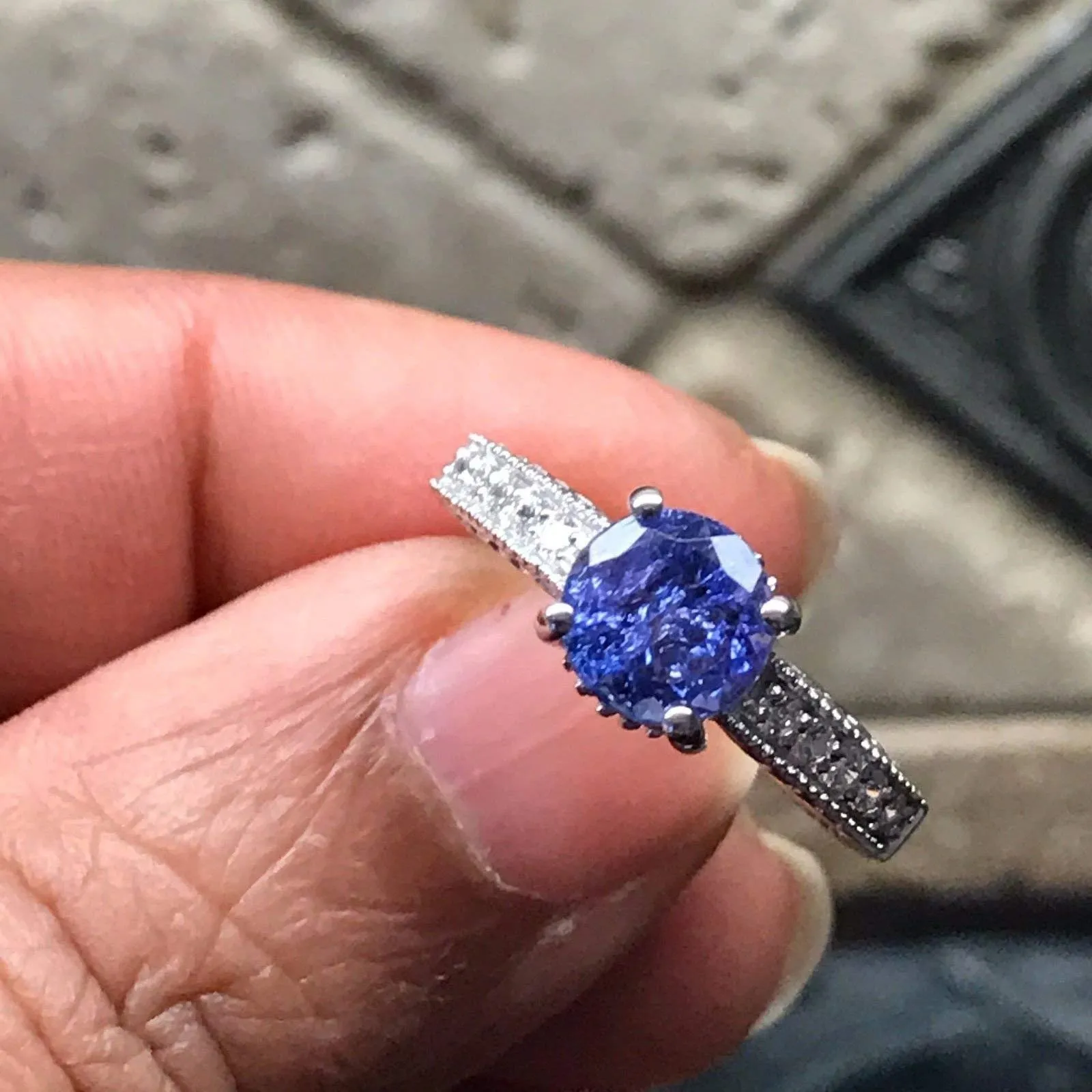 Natural 1ct Tanzanite 925 Solid Sterling Silver Engagement Ring Size 6, 7.5, 8, 9