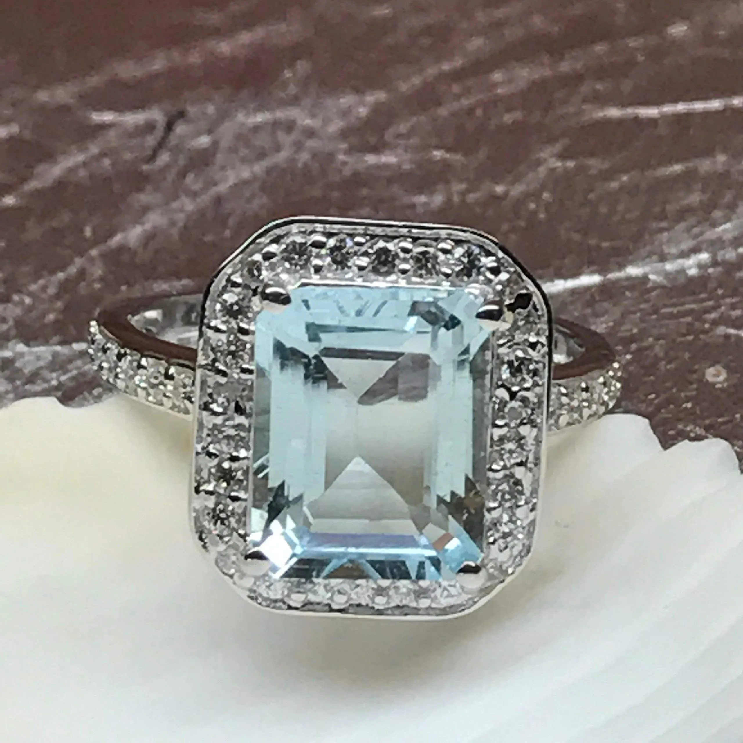 Natural 2.5ct Aquamarine 925 Solid Sterling Silver Ring Size 6, 7, 8, 9