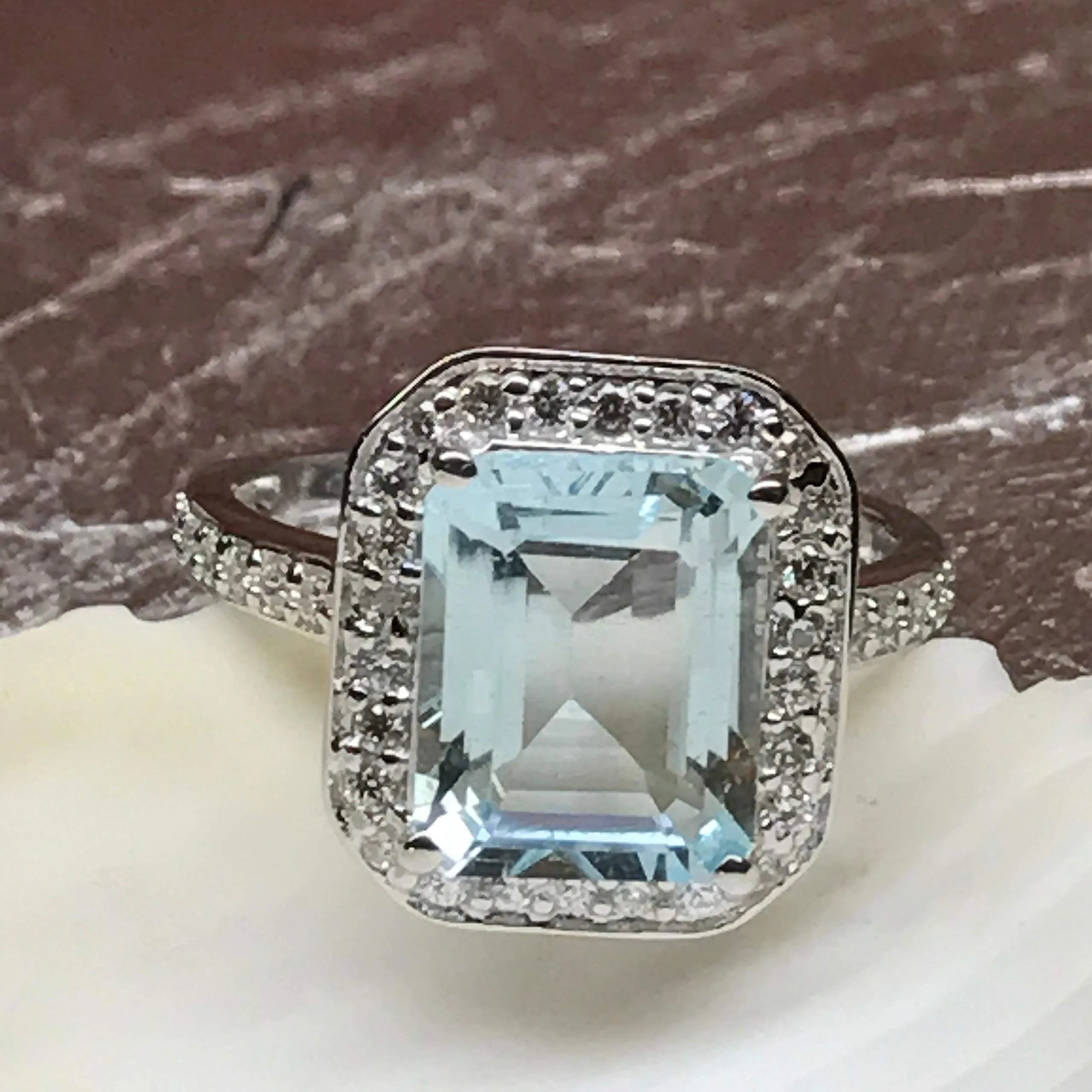 Natural 2.5ct Aquamarine 925 Solid Sterling Silver Ring Size 6, 7, 8, 9