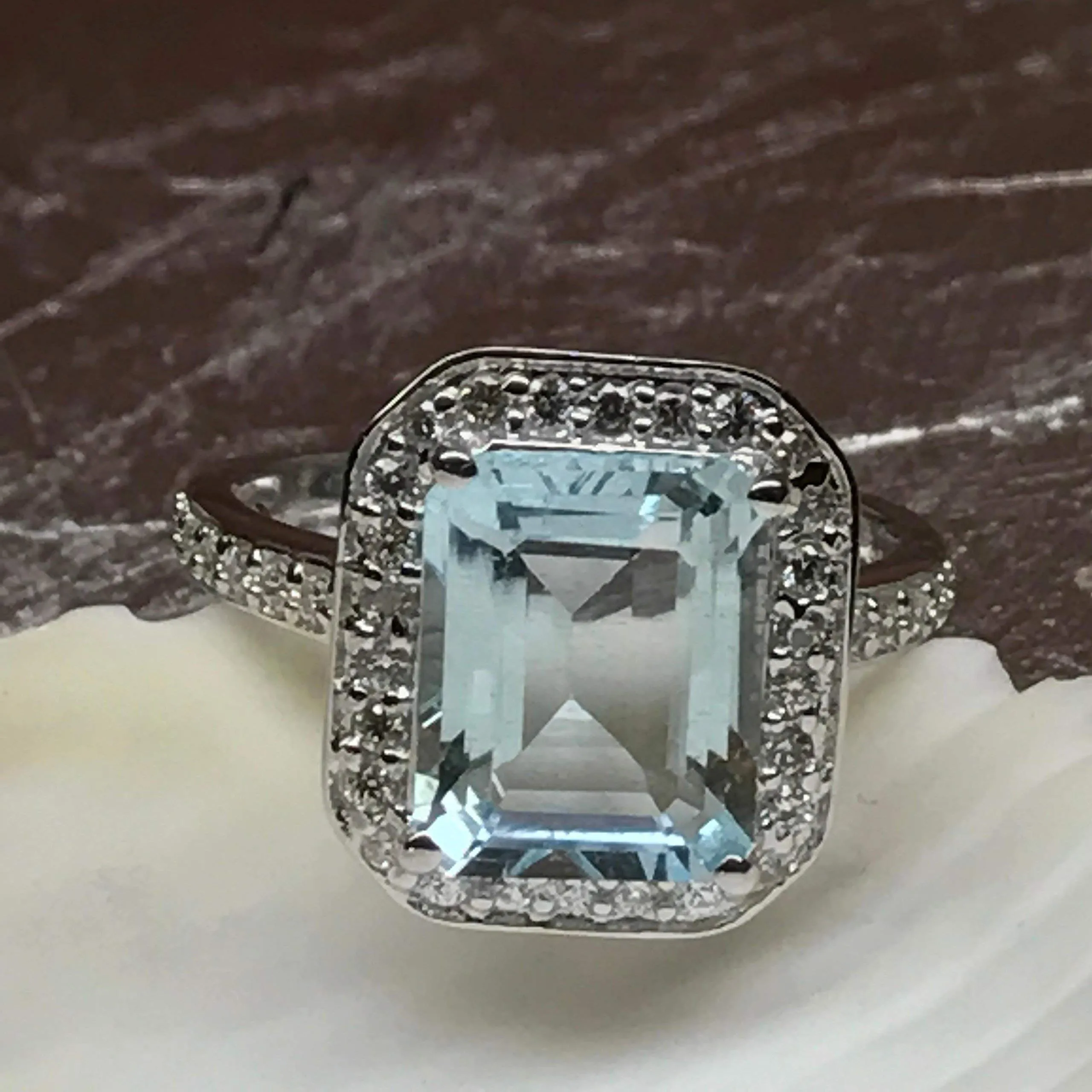 Natural 2.5ct Aquamarine 925 Solid Sterling Silver Ring Size 6, 7, 8, 9