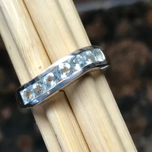 Natural 2.5ct Blue Topaz 925 Solid Sterling Silver Ring Size 6, 7, 8, 10