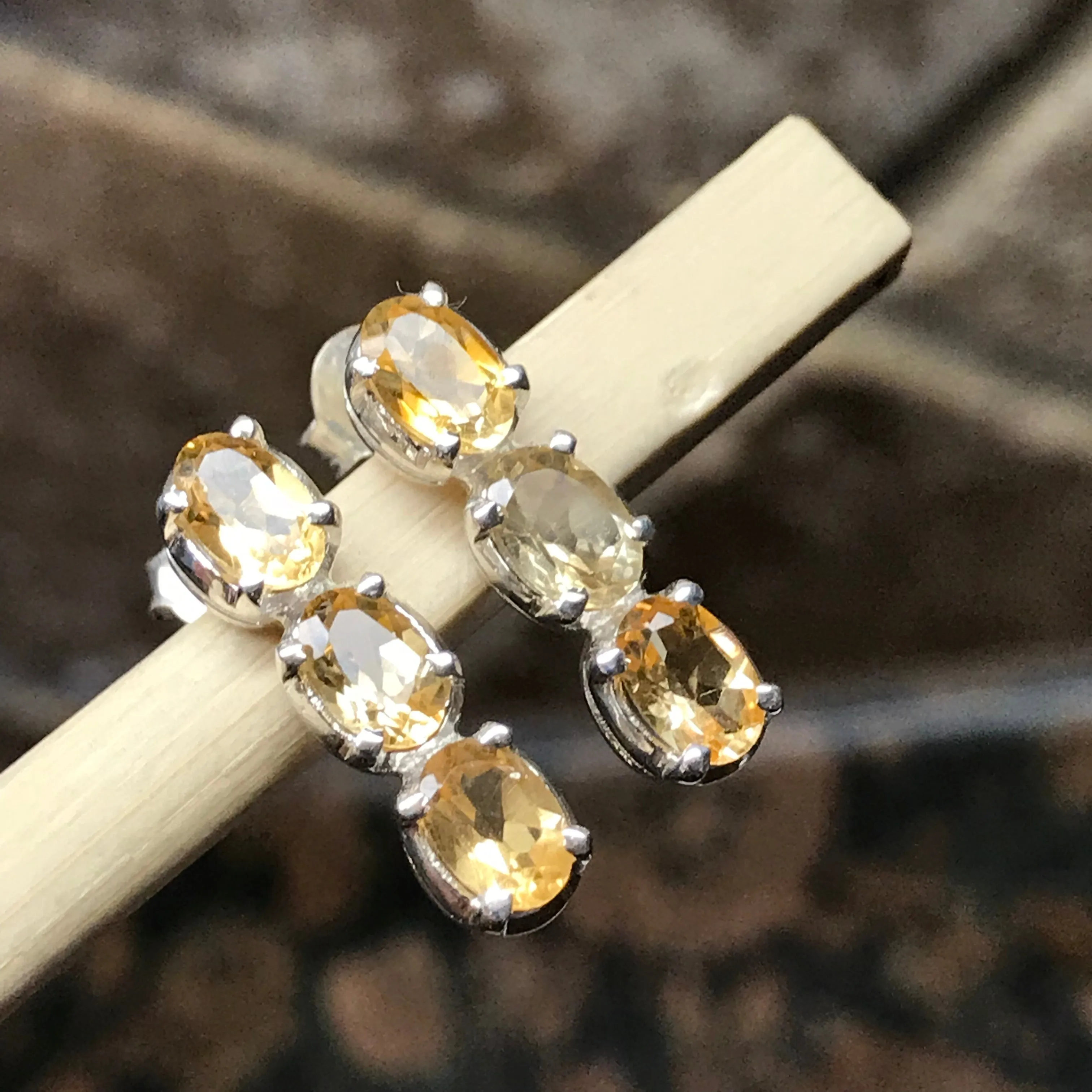 Natural 2.5ct Citrine 925 Solid Sterling Silver Earrings 16mm