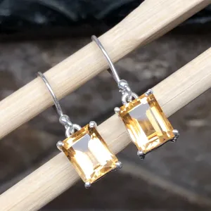 Natural 2.5ct Golden Citrine 925 Solid Sterling Silver Earrings 25mm