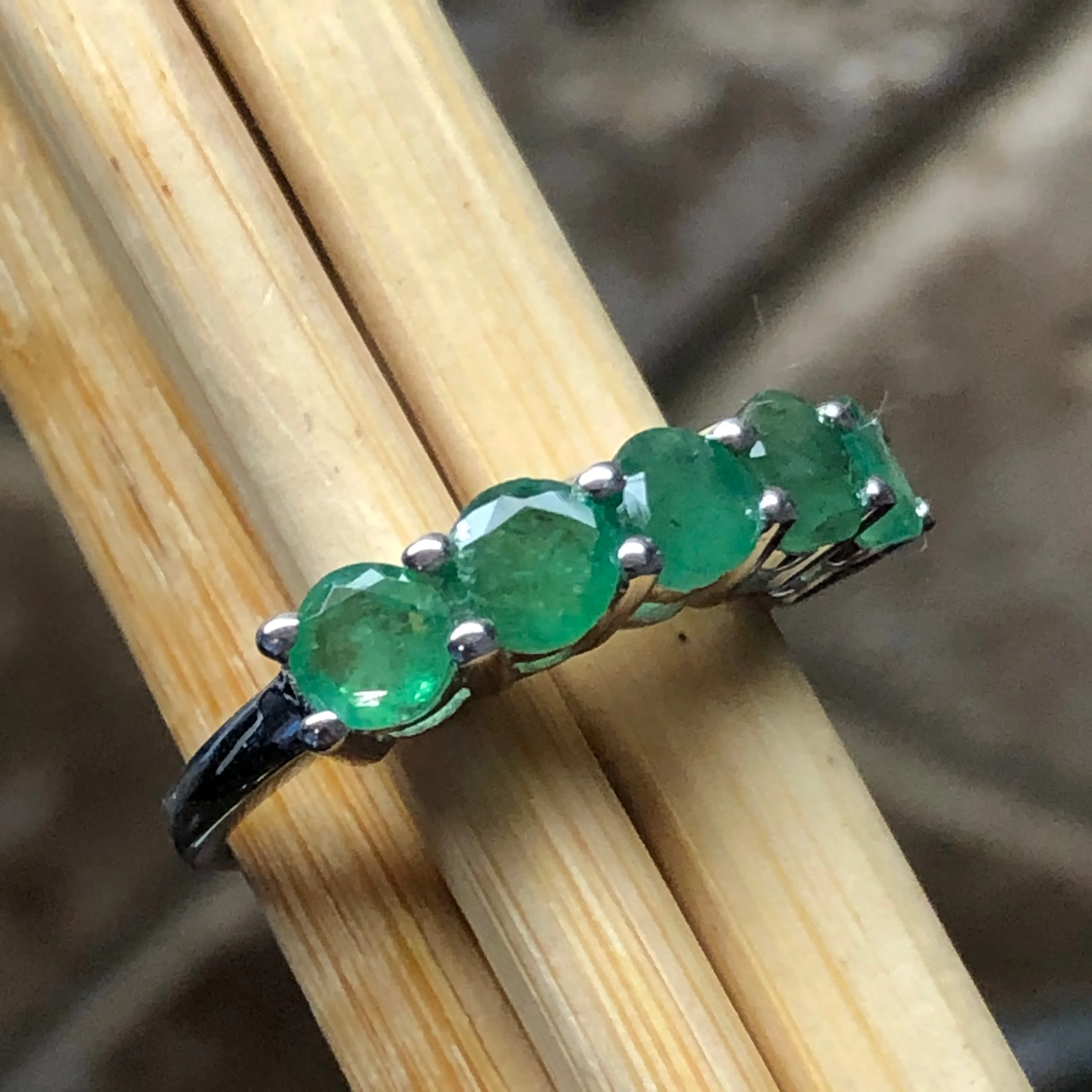 Natural 2.5ct Green Emerald 925 Solid Sterling Silver Ring Size 5, 6, 7, 8, 9