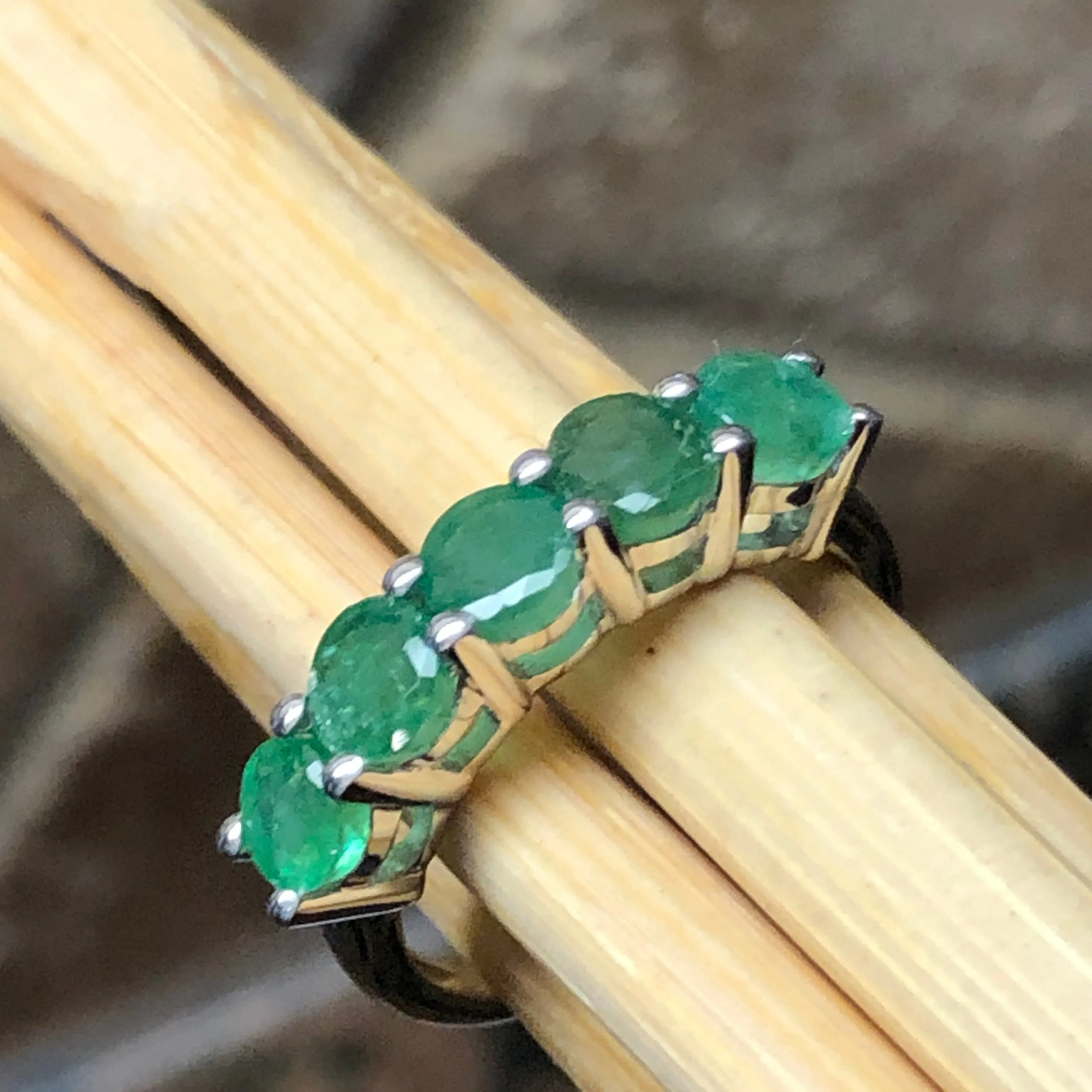 Natural 2.5ct Green Emerald 925 Solid Sterling Silver Ring Size 5, 6, 7, 8, 9
